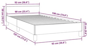 Estrutura cama c/ cabeceira sem colchão tecido 90x190 cm preto