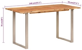 Mesa de jantar 140x70x76 cm madeira de acácia maciça