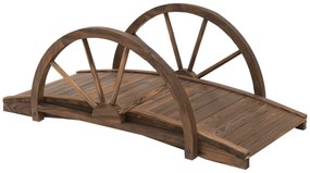 Ponte de Madeira para Jardim Ponte Decorativa com  Corrimão em Forma de Meia Roda 100x50x37 cm Castanha