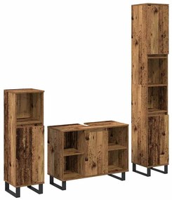 vidaXL Conjunto de Móveis para Banheiro com porta 3 pcs Castanho