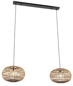 Candeeiro de suspensão oriental em bambu 2 luzes - Amira Oriental