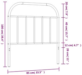 Cabeceira de cama 80 cm metal branco