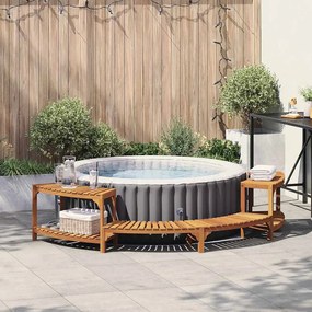 vidaXL Surround para Hidromassagem Semicircular 272x120.5x55.5 cm Madeira Sólida de Acácia