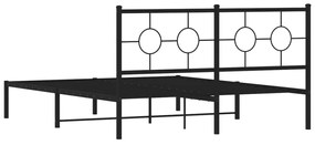 Estrutura de cama em metal com cabeceira 150x200 cm preto