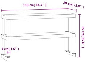 Unidade 2 prateleiras p/ mesa trabalho 110x30x65 cm aço inox.
