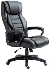 Vinsetto Cadeira de Escritório de Massagem Ergonômica Confortável Altura Ajustável Função de Inclinação Couro Sintético Preto | Aosom Portugal