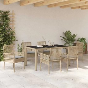 Conjunto de Jantar para Jardim 7 pcs Bege 150 x 90 x 75 cm