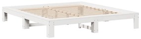 Cama sem colchão 140x200 cm madeira de pinho maciça branco