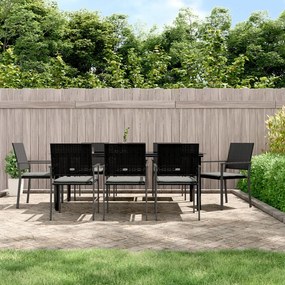 vidaXL 9 pcs conjunto de jantar p/ jardim com almofadões vime PE e aço