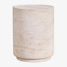 Mesa De Apoio Redonda Ø35 Cm Em Cimento Look Travertino Darwys Travertine - Sklum