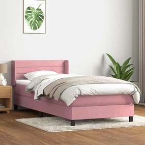 vidaXL Cama com molas/colchão rosa 80x210 cm veludo