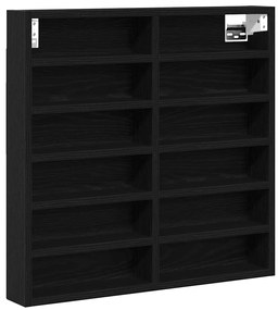 Armário Vitrine Preto Carvalho 60x8,5x58 cm Madeira Engenharia