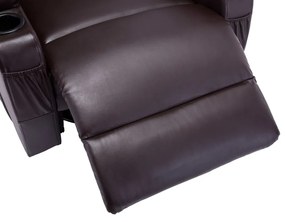 Cadeira massagem reclinável couro artificial castanho