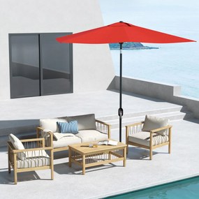 Guarda-sol retangular inclinável de 2 x 3 m com manivela, lona de poliéster impermeável de alta densidade (180 g/m²), vermelho