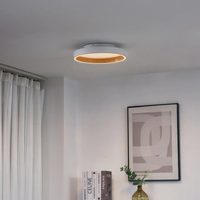 Plafón de design branco com madeira 40cm incl. LED interruptor de 3 níveis - Ingo