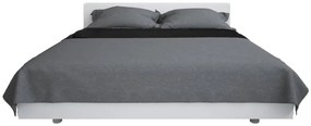 Colcha de dupla face acolchoada 170x210 cm cinzento e preto