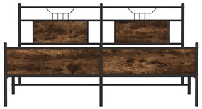 Estrutura de cama sem colchão 180x200cm metal carvalho fumado
