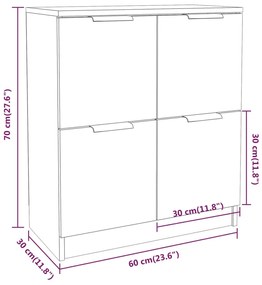 Aparadores 2 pcs 60x30x70 cm madeira processada cinzento sonoma