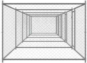 Jaula para cão com portas 10x2x1,5 m aço galvanizado cinzento