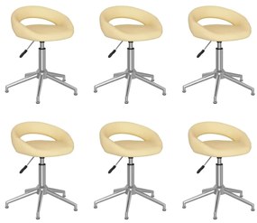 vidaXL Cadeiras de jantar giratórias 6 pcs couro artificial cor creme