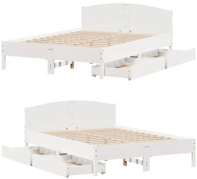 Cama sem colchão 120x200 cm madeira de pinho maciça branco