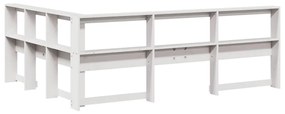 Estante cabeceira forma de L 150 cm madeira pinho maciça branco