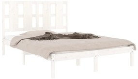 Cama sem colchão 140x200 cm madeira de pinho maciça branco