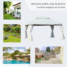 Pérgola de Jardim 390x290 cm Pérgola de Alumínio com Teto de Ventilaçã