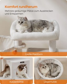 Arranhador para Gatos com plataforma grande 48 x 48 x 96 cm branco creme