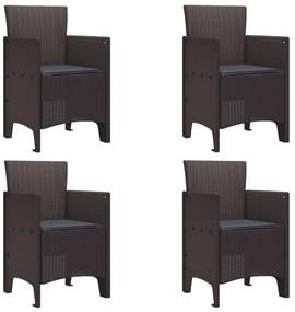 vidaXL Cadeira de Jardim 4 pcs Castanho 53 x 49 x 85 cm PP