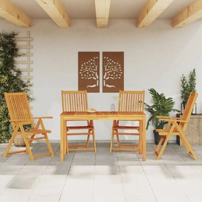 vidaXL Conjunto de jantar p/ jardim 5 pcs 140x80x74 cm madeira de acácia maciça