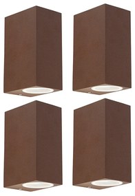 Conjunto de 4 Apliques Marrom Ferrugem 2-luzes IP44 - Baleno I