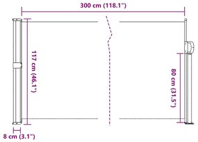 Toldo lateral retrátil 117x300 cm branco