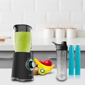 Liquidificador de copo com acabamentos em aço inoxidável de 2000 W Power Black Titanium 2000MAX Mix Go, lâmina com revestimento de titânio preto e 1,5