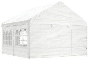 vidaXL Gazebo com telhado 4,46x4,08x3,22 m polietileno branco