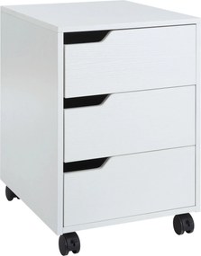 Bloco de Gavetas para Escritório Móvel de Escritório Bloco de Gavetas com 3 Gavetas e 4 Rodas 40x50x57,5 cm Branco