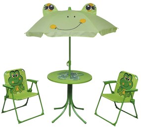 3 pcs conjunto bistrô de jardim infantil c/ guarda-sol verde