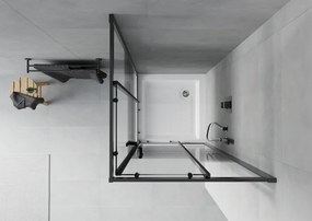 Mexen Rio cabina de duche quadrada 90 x 90 cm, faixas pretas, preta + base de duche, branca - 860-090-090-70-20-4510