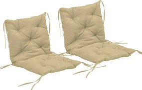 Outsunny Conjunto de 2 almofadas de assento, 98 x 50 cm, almofadas para cadeira com fitas, capa em tecido, 8 cm de espessura, Caqui | Aosom Portugal