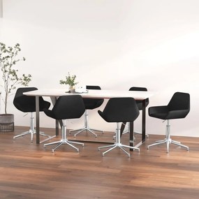 vidaXL Cadeiras de jantar giratórias 6 pcs tecido preto