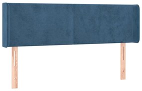 Cabeceira cama c/ luzes LED veludo 147x16x78/88 cm azul-escuro