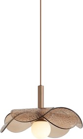 Candeeiro Pendente de Design Bronze Escuro com Vidro Âmbar - Kemner