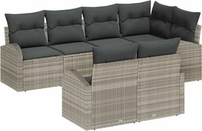vidaXL Conjunto de Sofá de Jardim 7 pcs Cinzento-claro vime PE