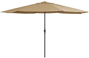 vidaXL Guarda-sol de jardim c/ poste metal 390 cm cinzento-acastanhado