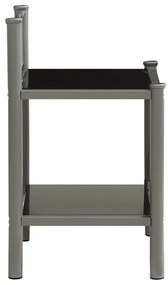 Mesas de cabeceira 2 pcs metal cinzento e vidro preto