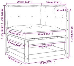 Sofás de canto p/ jardim 2 pcs c/ almofadões pinho impregnado