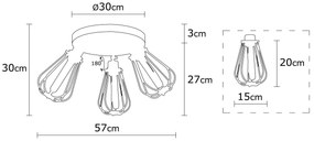 Candeeiro de Teto Fetiye – Preto e Dourado – Diâmetro 57 cm, Altura 30