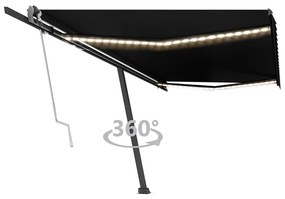 vidaXL Toldo automático com LED e sensor de vento 500x350 cm antracite