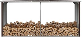 vidaXL Abrigo jardim p/ arrumação de troncos aço 330x92x153cm castanho