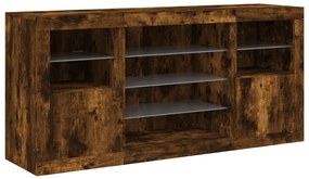 Aparador com luzes LED 142,5x37x67 cm carvalho fumado